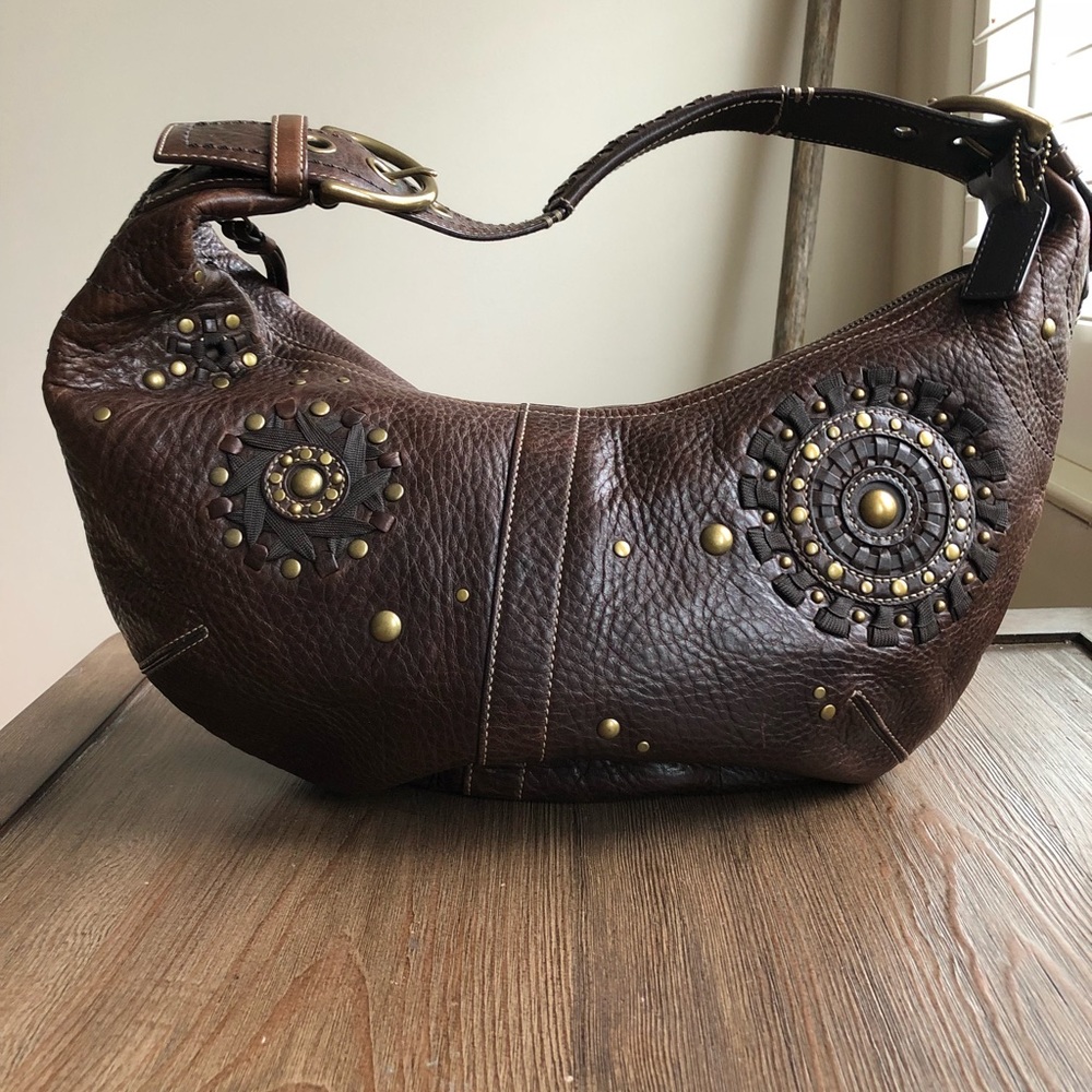 Authentic Coach, Brown leather shoulder bag